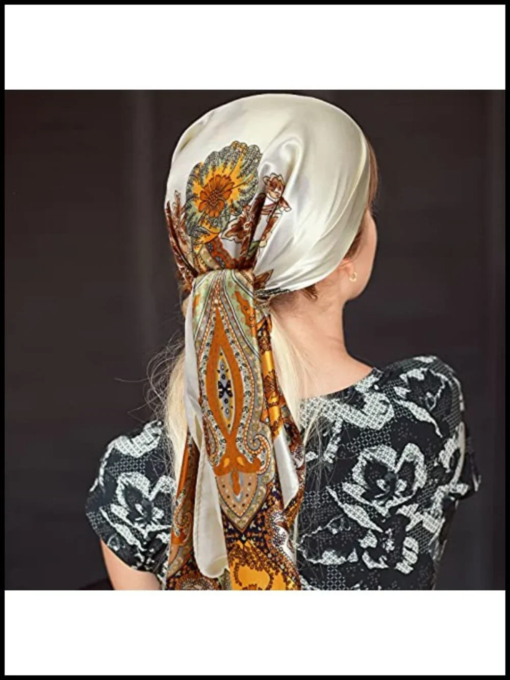 Satin Head Scarf Bandanas for Women - 4 Pack, Square Silk Neck Scarf for Hair